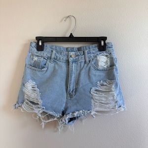 Denim rip shorts